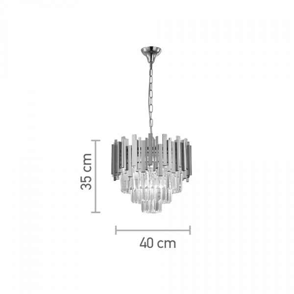 Κρεμαστό φωτιστικό από χρυσαφί αλουμίνιο και κρύσταλλα 4XE14 D:40cm (6068-4)