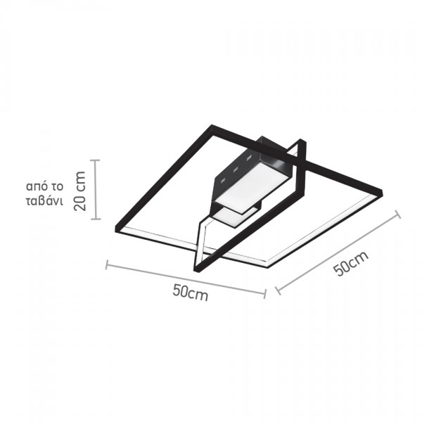 Πλαφονιέρα οροφής LED 65W 3CCT σε μαύρη και χρυσαφί απόχρωση D:50cm (6046)