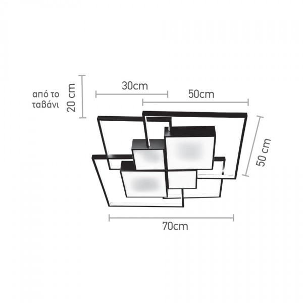 Πλαφονιέρα οροφής LED 108W 3CCT σε μαύρη και χρυσαφί απόχρωση D:70cm (6047)