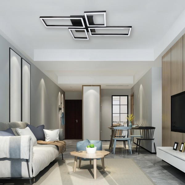 Πλαφονιέρα οροφής LED 60W 3CCT σε μαύρη απόχρωση D:95cm (6048-BL)
