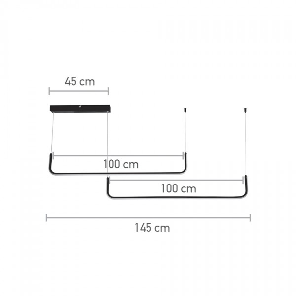 Κρεμαστό φωτιστικό LED 38W 3CCT (by switch) σε μαύρη απόχρωση D:145cm (6052-BL)