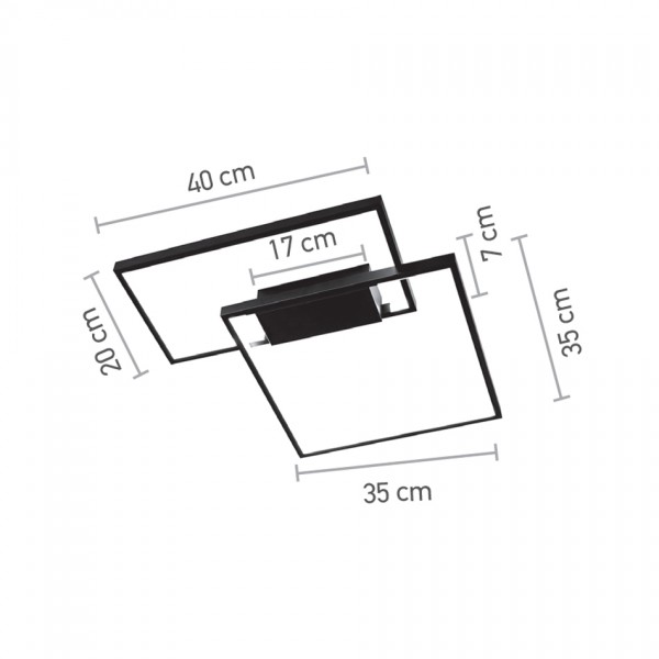 Πλαφονιέρα οροφής LED 38W 3000Κ σε μαύρη απόχρωση D:45cm (6065-BL)
