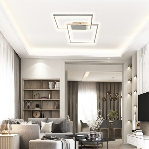 Πλαφονιέρα οροφής LED 38W 3000Κ σε χρυσαφί απόχρωση D:45cm (6066-GL)