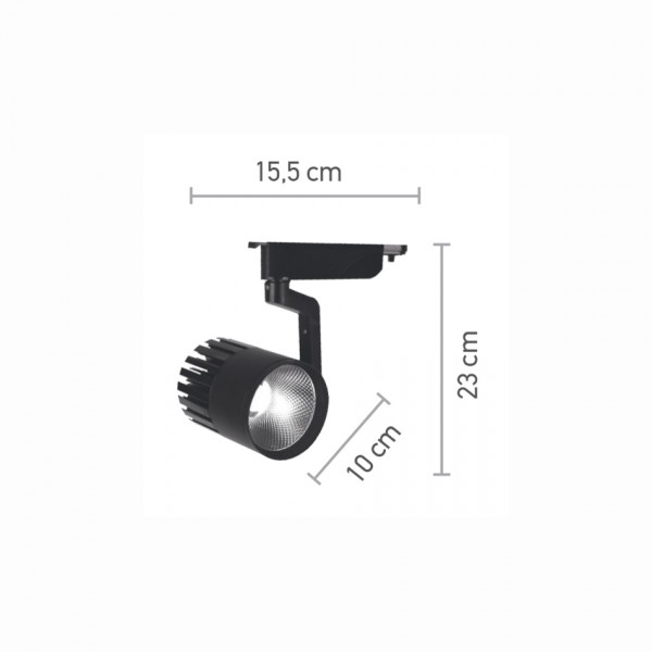 Σποτ Ράγας Μαύρο LED 30W 3000K D:10cmX23cm (T00101-BL)