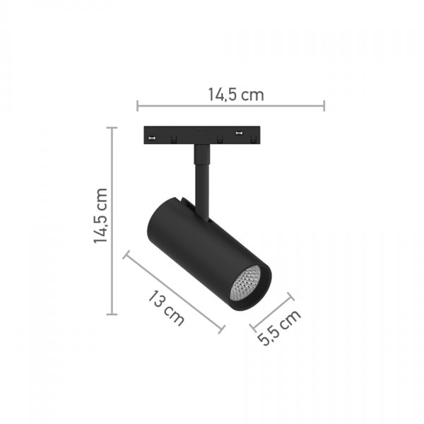 Σποτ μαγνητικής ράγας LED 10W 4000K σε μαύρη απόχρωση D:14,5cmX14,5cm (T01902-BL)