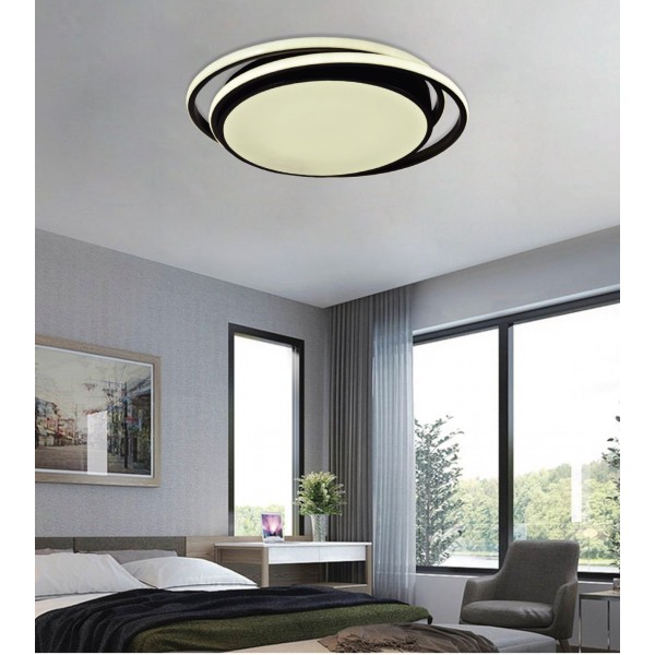 Πλαφονιέρα οροφής LED 60W 3CCT από αλουμίνιο σε μαύρη απόχρωση D:43cm (42172-Μαύρο)