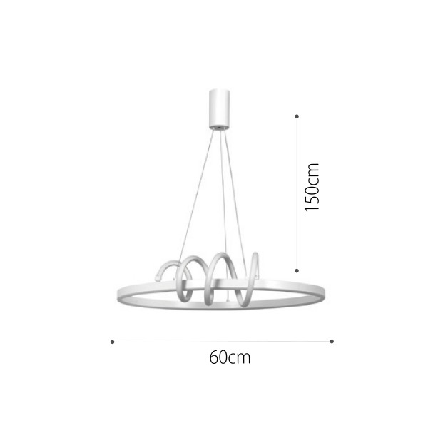 Κρεμαστό φωτιστικό LED 44W 3CCT (by switch on base) σε λευκό χρώμα D:60cm (6076-WH)