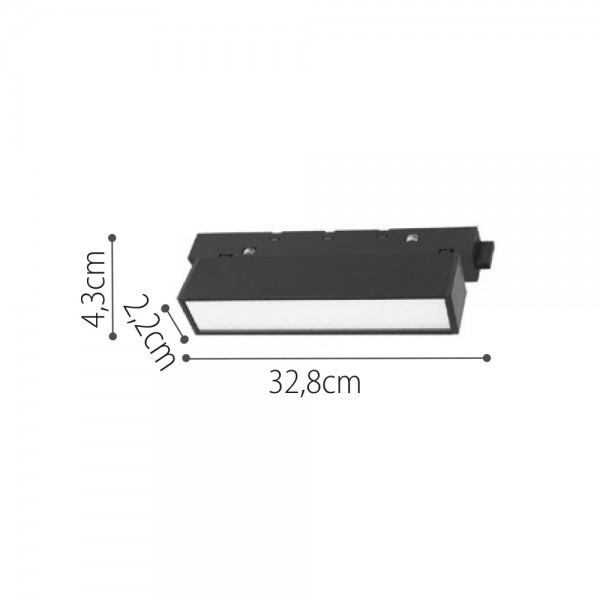 Φωτιστικό LED 12W 4000K για μαγνητική ράγα σε μαύρη απόχρωση D:30cmX4,3cm (T01702-BL)