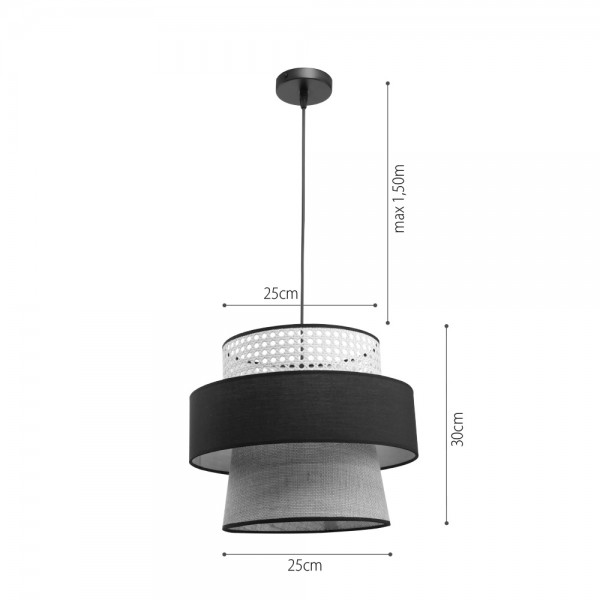 Μονόφωτο καπέλο ψάθα-ύφασμα 1XE27 D:30cmX25cm (4044)