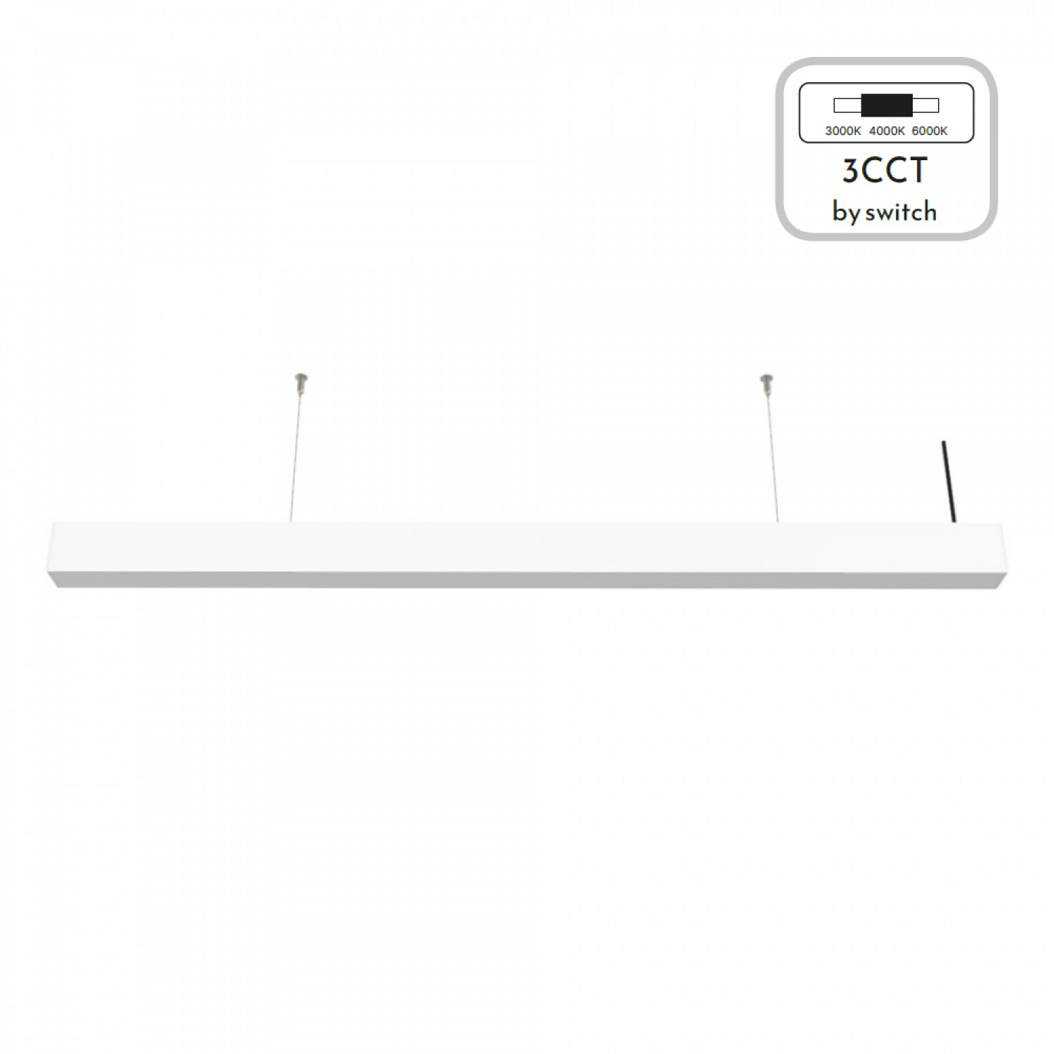 Κρεμαστό φωτιστικό LED 60W 3CCT (By Switch) από αλουμίνιο σε λευκή απόχρωση D:180cm (6072-180-WH)