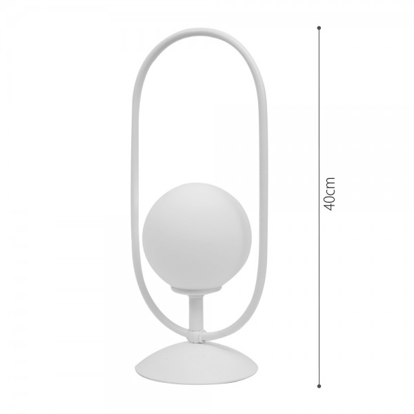 Επιτραπέζιο φωτιστικό σε λευκή απόχρωση και λευκή οπαλίνα 1XG9 D:40cm (3041-WH)