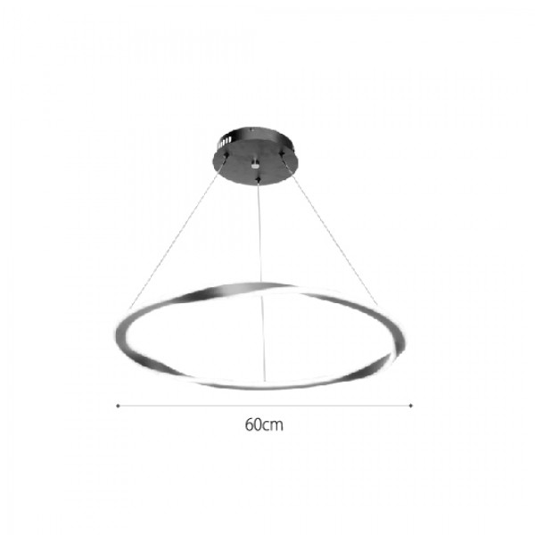 Κρεμαστό φωτιστικό LED 60W 3CCT (by switch on base) σε μαύρο χρώμα D:60cm (6079-BL)