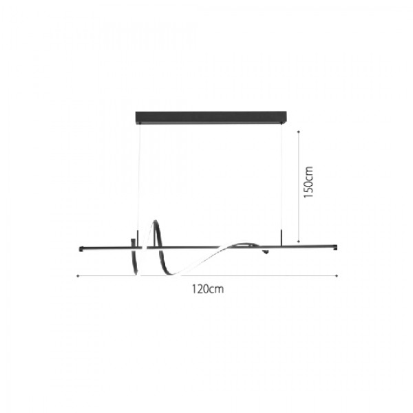 Κρεμαστό φωτιστικό LED 40W 3CCT (by switch on base) σε μαύρο χρώμα D:120cm (6083-BL)