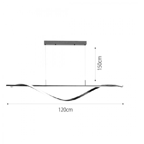 Κρεμαστό φωτιστικό LED 40W 3CCT (by switch on base) σε μαύρο χρώμα D:120cm (6084-BL)