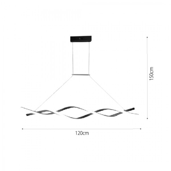 Κρεμαστό φωτιστικό LED 40W 3CCT (by switch on base) σε μαύρο χρώμα D:120cm (6085-BL)