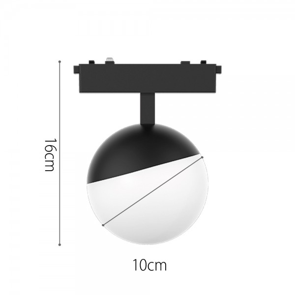 Φωτιστικό LED 6W 3000K για Ultra-Thin μαγνητική ράγα σε μαύρη απόχρωση D:10x16cm (T04001-BL)