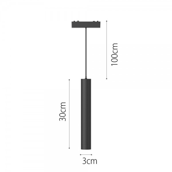 Φωτιστικό LED 6W 3000K για Ultra-Thin μαγνητική ράγα σε μαύρη απόχρωση D:3x30cm (T04401-BL)