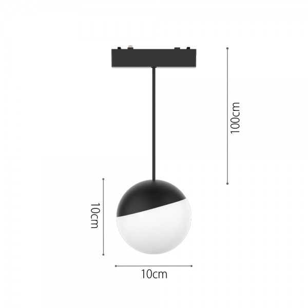 Φωτιστικό LED 6W 3000K για Ultra-Thin μαγνητική ράγα σε μαύρη απόχρωση D:10cm (T04301-BL)