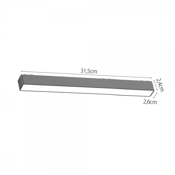 Φωτιστικό LED 10W 3CCT για Ultra-Thin μαγνητική ράγα σε λευκή απόχρωση (by tuya and zigbee) D:31,5cmX2,4cm (T04705-WH)