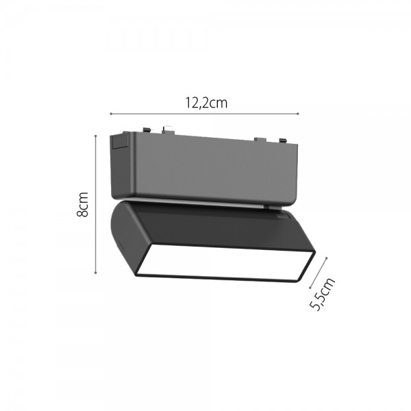 Φωτιστικό LED 5W 3CCT για Ultra-Thin μαγνητική ράγα σε μαύρη απόχρωση (by tuya and zigbee) D:12,8cmX8cm (T04905-BL)	
