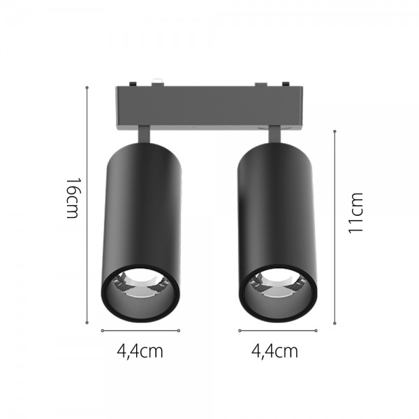 Φωτιστικό LED 2x9W 3CCT για Ultra-Thin μαγνητική ράγα σε λευκή απόχρωση D:16cmX4,4cm (T05205-WH)