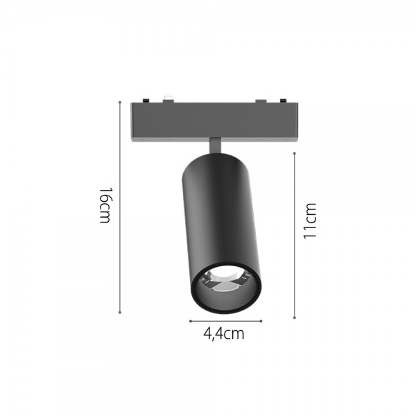 Φωτιστικό LED 9W 3CCT για Ultra-Thin μαγνητική ράγα σε μαύρη απόχρωση (by tuya and zigbee) D:16cmX4,5cm (T05105-BL)