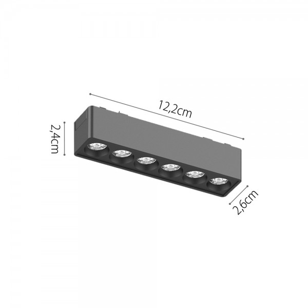 Φωτιστικό LED 6W 3000K για Ultra-Thin μαγνητική ράγα σε λευκή απόχρωση D:12,2cmX2,4cm (T02801-WH)