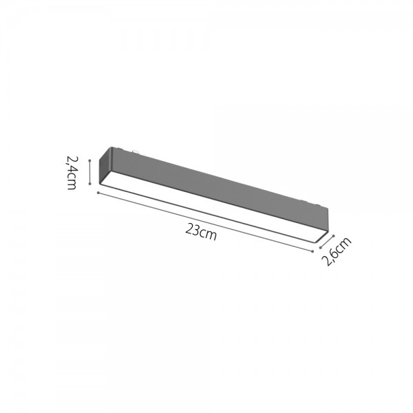 Φωτιστικό LED 10W 3000K για Ultra-Thin μαγνητική ράγα σε μαύρη απόχρωση D:23cmX2,4cm (T03001-BL)
