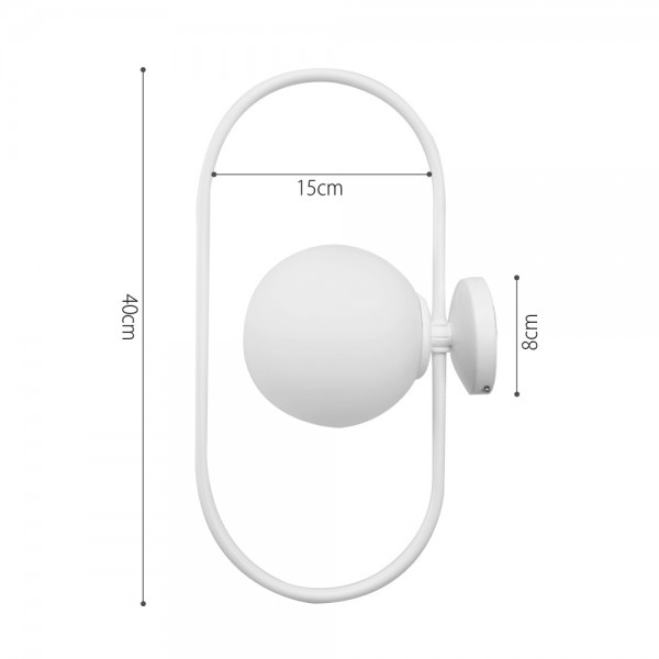 Επιτοίχιο φωτιστικό σε λευκή απόχρωση και λευκή οπαλίνα 1XG9 D:40cm (43038-WH)