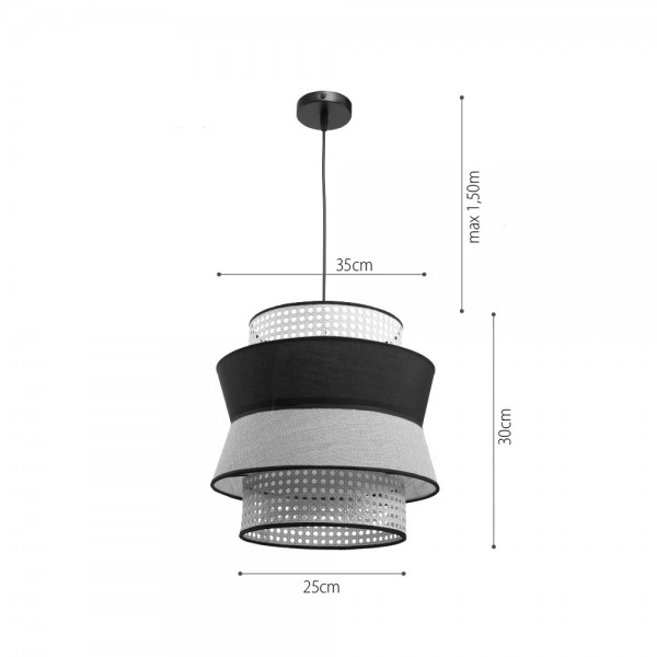 Μονόφωτο καπέλο ψάθα-ύφασμα 1XE27 D:30cmX25cm (4045)