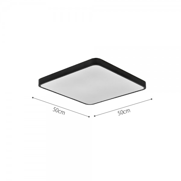 Πλαφονιέρα οροφής LED 96W 3CCT (by switch on base) από μαύρο μέταλλο και ακρυλικό D:50cm (42034-Black)