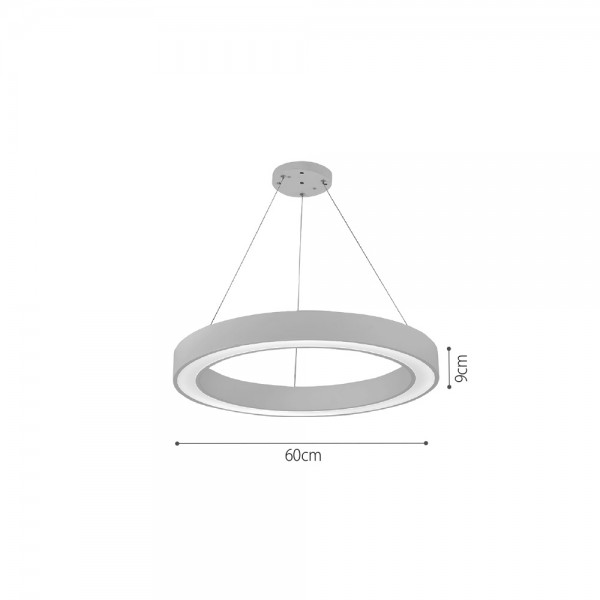 Κρεμαστό φωτιστικό LED 68W 3CCT (by switch on base) σε μαύρη απόχρωση D:60cm (6073-60-BL)