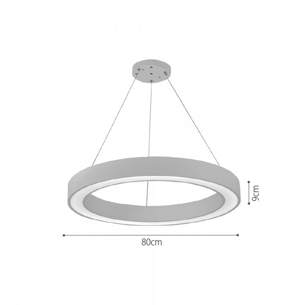 Κρεμαστό φωτιστικό LED 88W 3CCT (by switch on base) σε λευκή απόχρωση D:80cm (6073-80-WH)