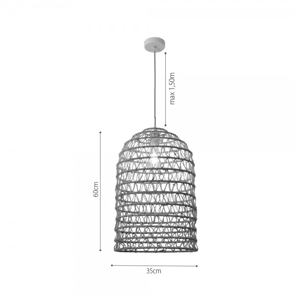 Κρεμαστό Φωτιστικό από σχοινί 1xE27 D:35cm (4048-B)