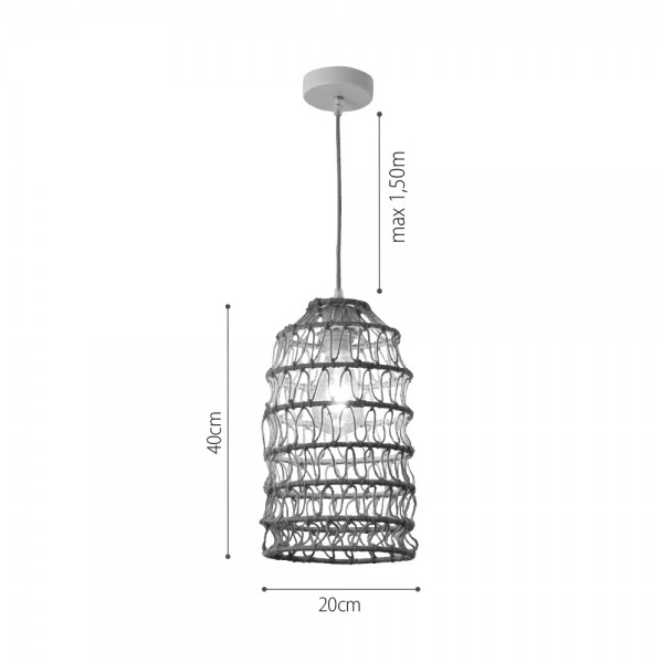 Κρεμαστό Φωτιστικό από σχοινί 1xE27 D:20cm (4048-C)