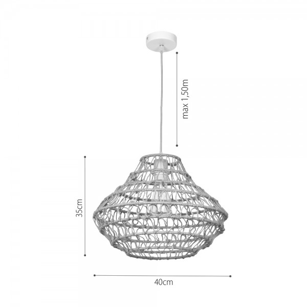 Κρεμαστό Φωτιστικό από σχοινί 1xE27 D:40cm (4042)