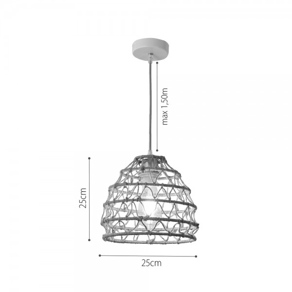 Κρεμαστό Φωτιστικό από σχοινί 1xE27 D:25cm (4047-B)