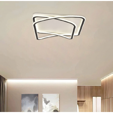 Πλαφονιέρα οροφής LED 80W 8800LM 3CCT από μαύρo μέταλλο και λευκό ακρυ΄λικό D:50x50cm (42038-Black/white)