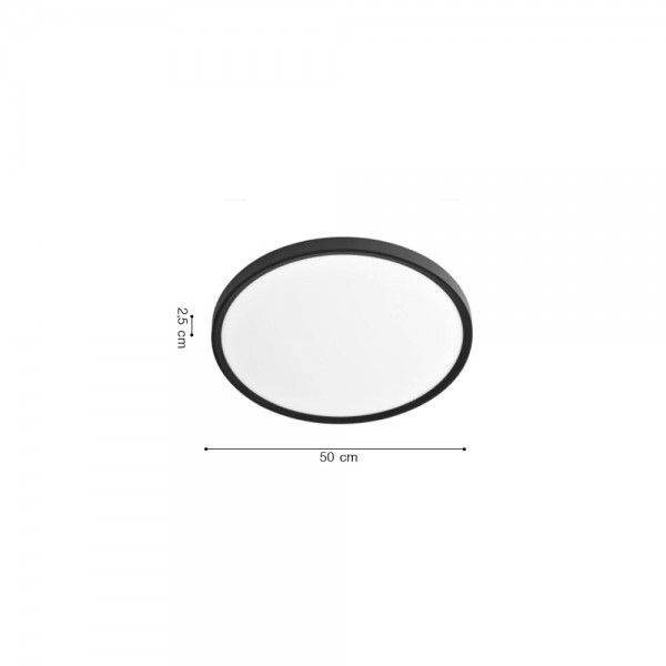 Πλαφονιέρα οροφής LED 40W 3CCT (by switch on base) σε μαύρη απόχρωση D:50x2,5cm (42036-B-Black) Πλαφονιέρες Οροφής