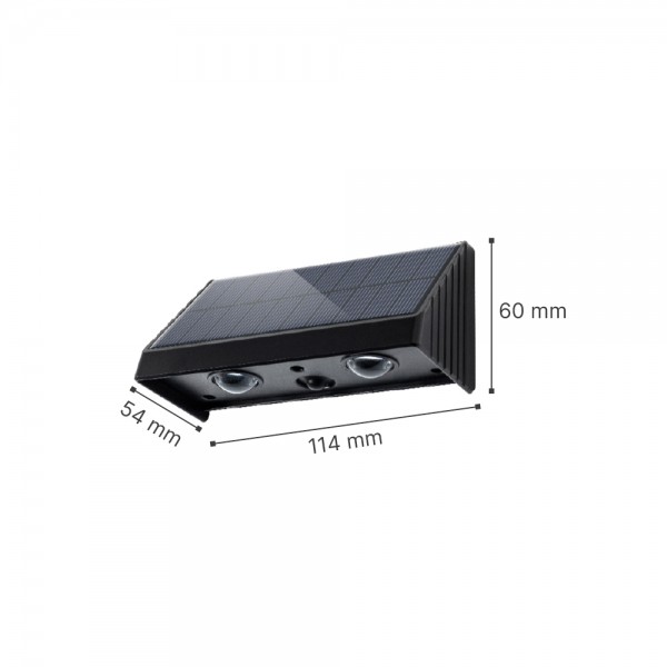 Seneca-LED 2x0,5W 3000K Solar Outdoor Light in Black Color (80204711S)