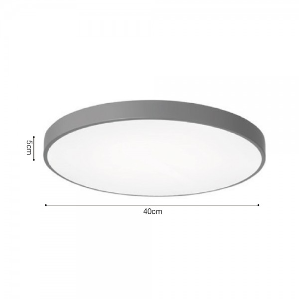 Πλαφονιέρα οροφής LED 24W 3CCT (by switch on base) από γκρι μέταλλο και ακρυλικό D:30cm (42035-D-Gray)