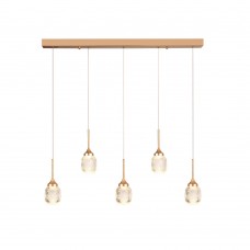 Κρεμαστό φωτιστικό LED 5*10W από χρυσαφί μέταλλο και ακρυλικό D:60x200cm (4077R-5-Golden)