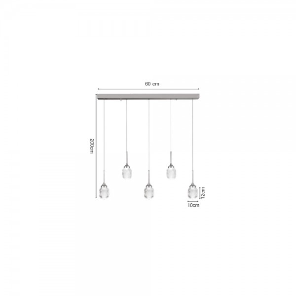 Κρεμαστό φωτιστικό LED 5*10W από χρυσαφί μέταλλο και ακρυλικό D:60x200cm (4077R-5-Golden)
