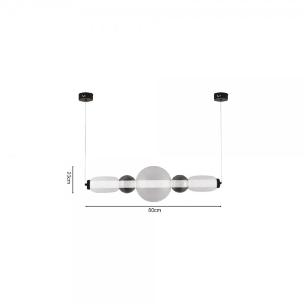 Κρεμαστό φωτιστικό LED 50W από γυαλί D:80x20cm (4078-Smoky)