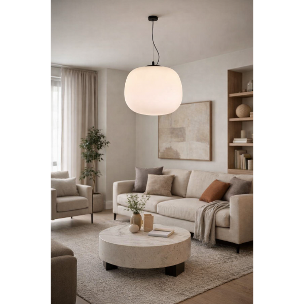 Κρεμαστό φωτιστικό οροφής γυαλί οπαλίνα λευκό 30x25cm, Σφαιρικό κρεμαστό φωτιστικό οπαλίνα 30x25cm