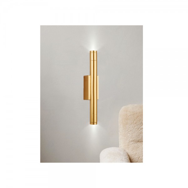 Επιτοίχιο φωτιστικό LED 2*5W 3000K σε χρυσαφί απόχρωση απο αλουμίνιο D:30x6cm (43061-Golden)