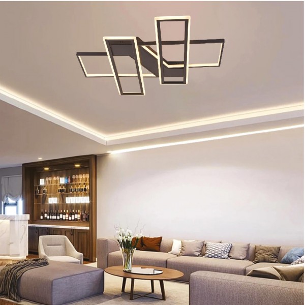Πλαφονιέρα οροφής LED 90W 3CCT σε μαύρη απόχρωση D:80x80cm (6109)