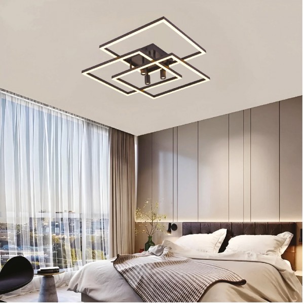 Πλαφονιέρα οροφής LED 72W & 3*3W 3CCT σε μαύρη απόχρωση D:64x64cm (6112)