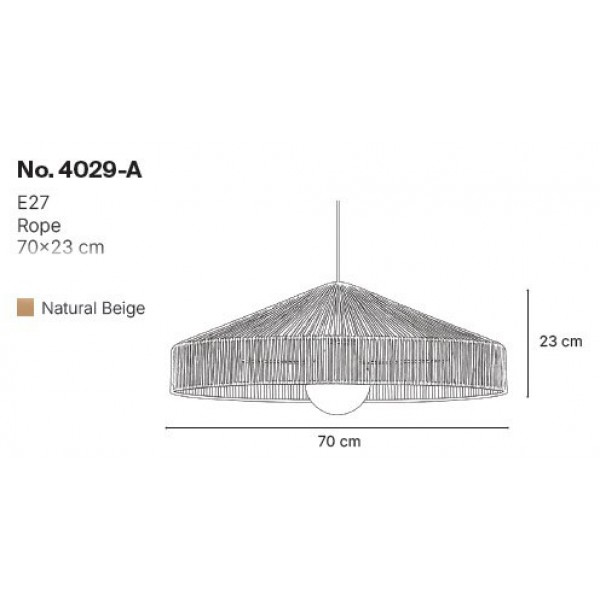 Κρεμαστό φωτιστικό καφέ από σχοινί 1XE27 D:70cm (4029-Α) Κρεμαστό φωτιστικό καφέ από σχοινί 1XE27 D:70cm (4029-Α)