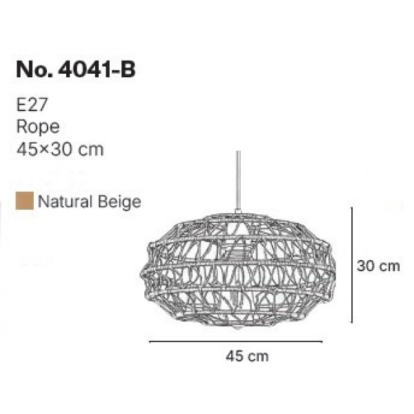 Κρεμαστό Φωτιστικό από σχοινί 1xE27 D:45cm (4041-B) Κρεμαστό Φωτιστικό από σχοινί 1xE27 D:45cm (4041-B)